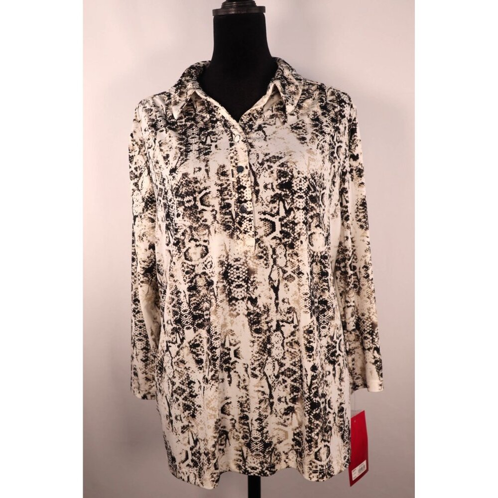 212 Collection Women's Animal Print Button-Up Shirt‎ Size X Large